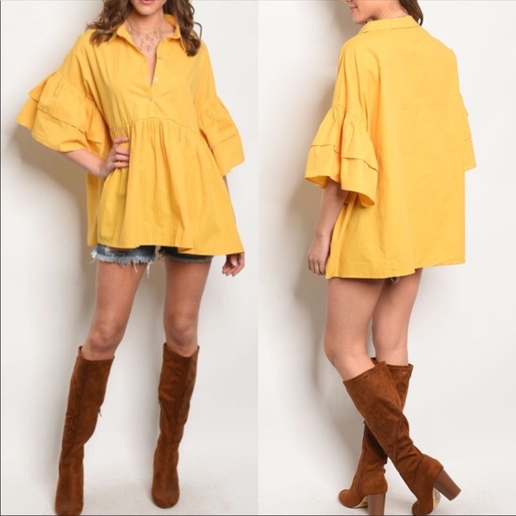 Tops - Yellow Bell Sleeve Top